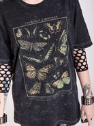 Mineral wash tee with butterfly art