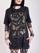 Mineral wash tee with butterfly art