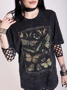 Mineral wash tee with butterfly art